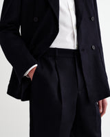 wax london men's Aubyn - Navy Linen Relaxed Fit Trousers