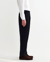 wax london men's Aubyn - Navy Linen Relaxed Fit Trousers
