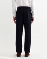 wax london men's Aubyn - Navy Linen Relaxed Fit Trousers