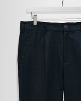 wax london men's Aubyn - Navy Linen Relaxed Fit Trousers