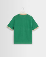 wax london men's Belle - Green Tipped Pointelle Polo Shirt