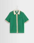 Belle - Green Tipped Pointelle Polo Shirt