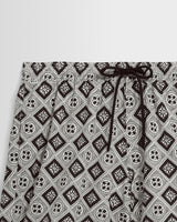 wax london men's Brockwell - Ecru And Black Seersucker Swim Short