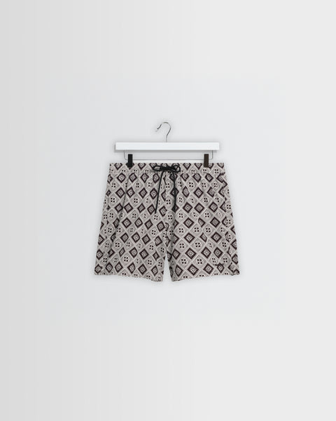 Brockwell - Ecru And Black Seersucker Swim Short
