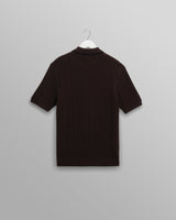wax london men's Bury - Dark Brown Stripe Zip Polo