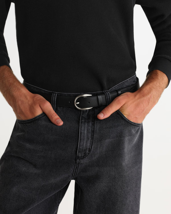 wax london men's Calsen - Black Western Embroidered Leather Belt