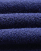 wax london men's Carter - Blue Open Collar Fluffy Wool Knit Polo