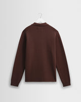 wax london men's Carter - Brown Open Collar Milano Knit Polo