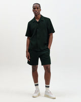 wax london men's Clayland - Bottle Green Textured Waffle Short-Sleeve Shirt