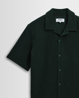 wax london men's Clayland - Bottle Green Textured Waffle Short-Sleeve Shirt