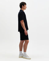 wax london men's Clayland - Navy Textured Waffle Short-Sleeve Shirt