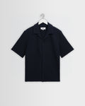 Clayland - Navy Textured Waffle Short-Sleeve Shirt