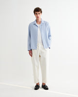 wax london men's Corey - Blue And Ecru Seersucker-Cotton Stripe Shirt