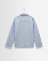 wax london men's Corey - Blue And Ecru Seersucker-Cotton Stripe Shirt