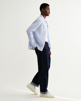 wax london men's Corey - Bright Blue Cotton Twisted Stripe Shirt
