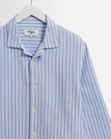 wax london men's Corey - Bright Blue Cotton Twisted Stripe Shirt