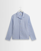 wax london men's Corey - Bright Blue Cotton Twisted Stripe Shirt