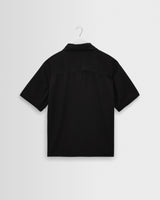 wax london men's Curzon - Black Lyocell Twill Short-Sleeve Shirt