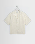 Curzon - Ecru Jacquard Viscose Short-Sleeve Shirt