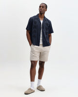 wax london men's Curzon - Navy Grid Applique Short-Sleeve Shirt