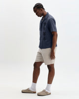 wax london men's Curzon - Navy Grid Applique Short-Sleeve Shirt