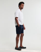 wax london men's Curzon - Off White Lyocell Twill Short-Sleeve Shirt