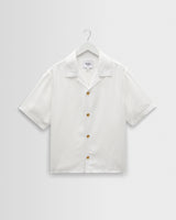 wax london men's Curzon - Off White Lyocell Twill Short-Sleeve Shirt