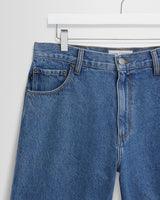 wax london men's Dalston - Mid-Blue Denim Shorts