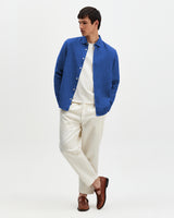 wax london men's Dartford - French Blue Washed Linen Shirt