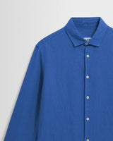 wax london men's Dartford - French Blue Washed Linen Shirt