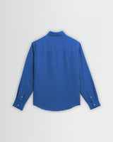 wax london men's Dartford - French Blue Washed Linen Shirt