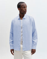 wax london men's Dartford - Pale Blue Washed Linen Shirt