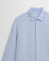 wax london men's Dartford - Pale Blue Washed Linen Shirt
