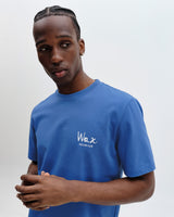 wax london men's Dean - Blue And Ecru Sailing Map Print T-Shirt