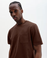 wax london men's Dean - Brown Slub Cotton Pocket T-Shirt