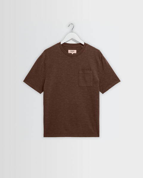 Dean - Brown Slub Cotton Pocket T-Shirt