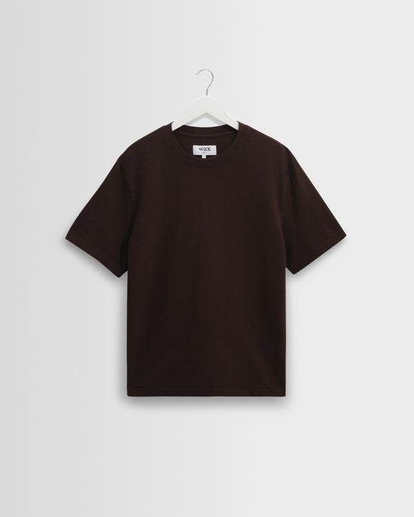 wax london men's Dean - Dark Brown Textured Organic Cotton T-Shirt