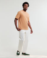 wax london men's Dean - Dusty Orange Textured Organic Cotton T-Shirt