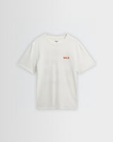 wax london men's Dean - Ecru And Rust Grid Embroidered T-Shirt