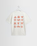 Dean - T-shirt brodé grille écrue et rouille