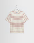 Dean - Ecru And Rust Stitch Stripe Organic Cotton T-Shirt
