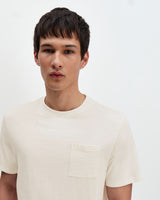 wax london men's Dean - Ecru Slub Cotton Pocket T-Shirt