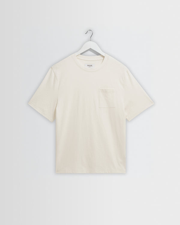wax london men's Dean - Ecru Slub Cotton Pocket T-Shirt