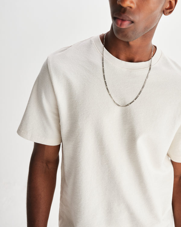 wax london men's Dean - Ecru Textured Organic Cotton T-Shirt