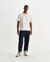 wax london men's Dean - Ecru Textured Organic Cotton T-Shirt
