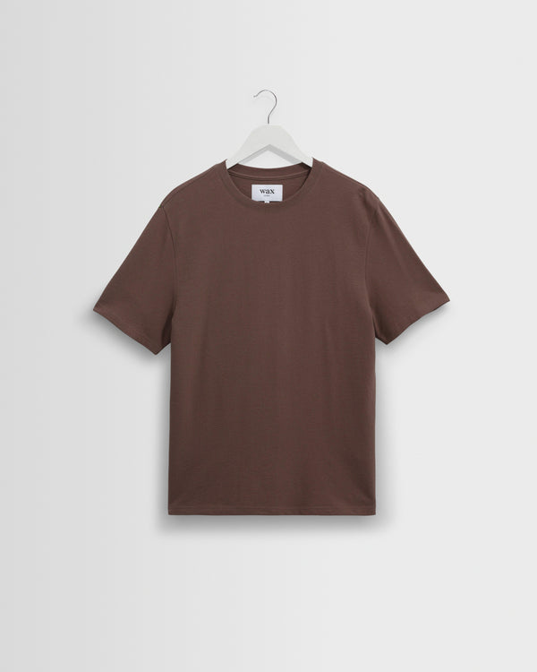 wax london men's Dean - Mid Brown Textured Organic Cotton T-Shirt