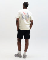 wax london men's Dean - Off White And Multicolour Sailing Map Print T-Shirt