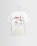 Dean - Off White And Multicolour Sailing Map Print T-Shirt