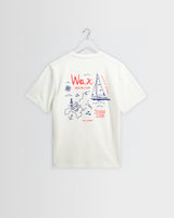 wax london men's Dean - Off White And Multicolour Sailing Map Print T-Shirt