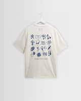 wax london men's Dean - Off White Grid Sketch Graphic T-Shirt